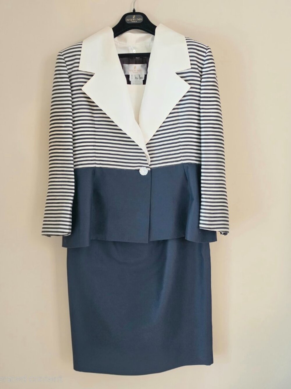 Vtg JACQUES FATH Paris x IRA BERG Skirt Suit Silk Blend Numbered 05851 Sz 16 /48